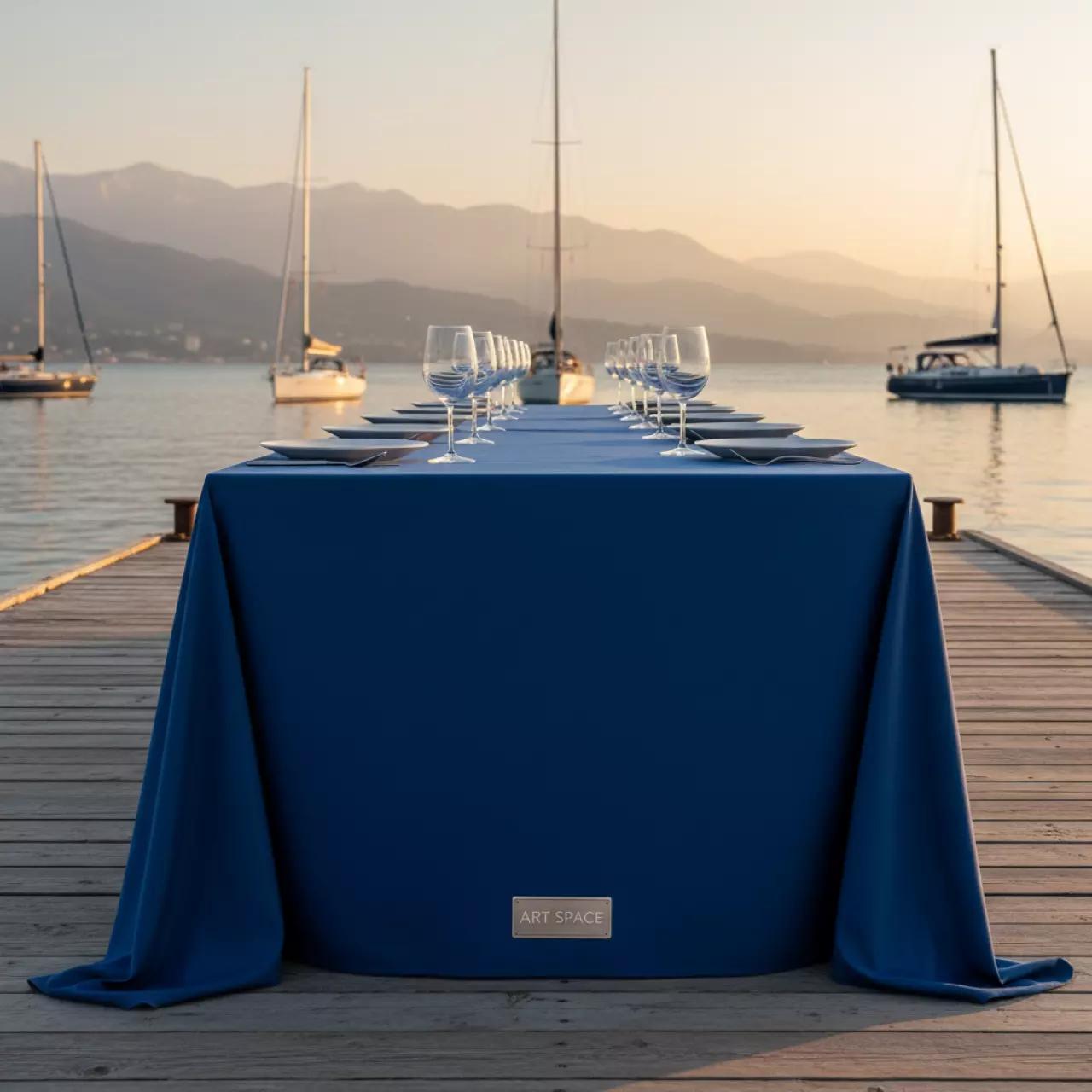 Аренда Скатерть прямоугольная синяя на парусной регате (Сочи) — ART SPACE