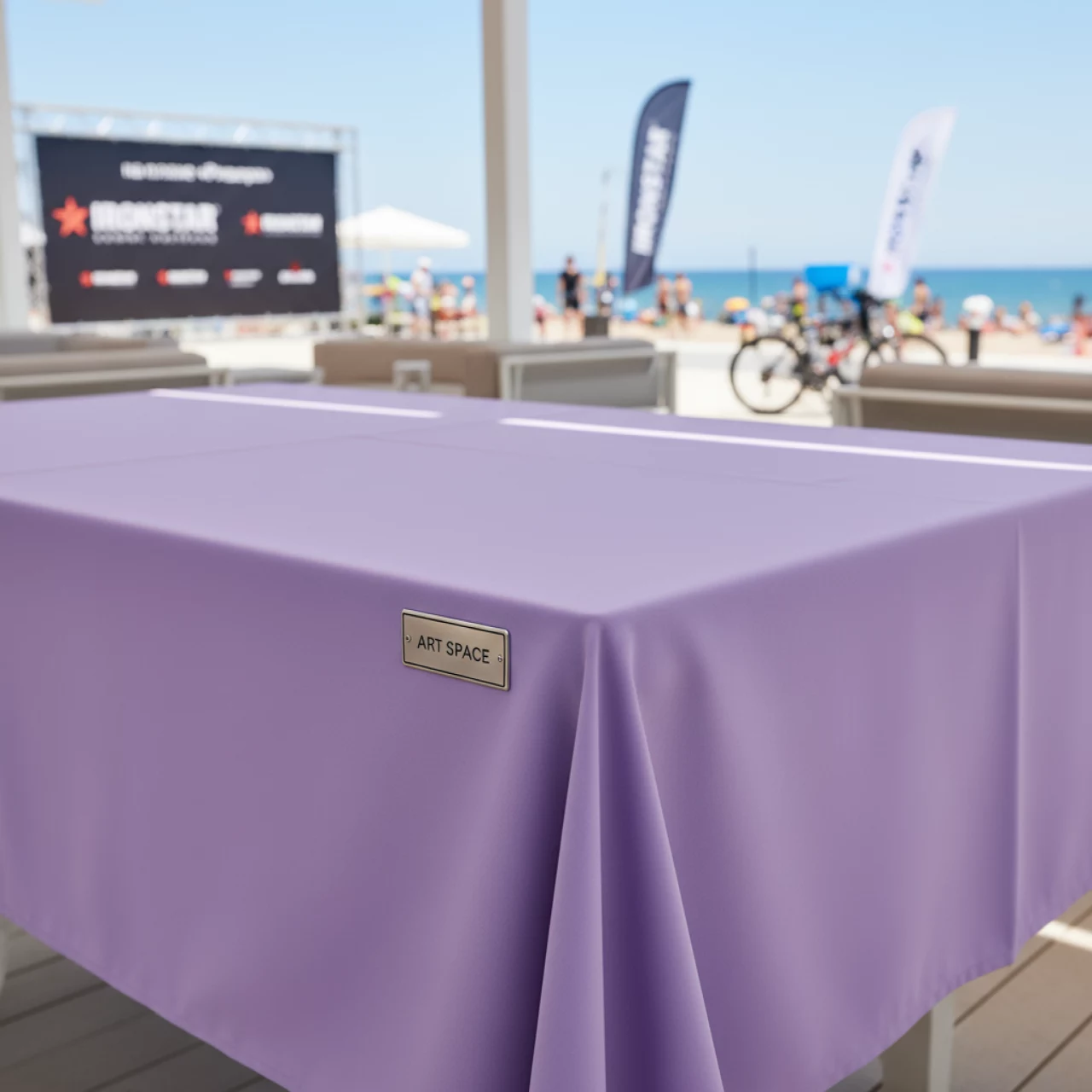 Аренда Скатерть прямоугольная сиреневая 1,5х2,5 м на пляже «Ривьера» — ART SPACE