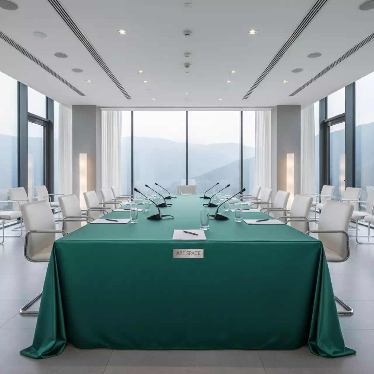 Аренда Скатерть прямоугольная зелёная 1,5х2,5 м в Golden Tulip Rosa Khutor — ART SPACE