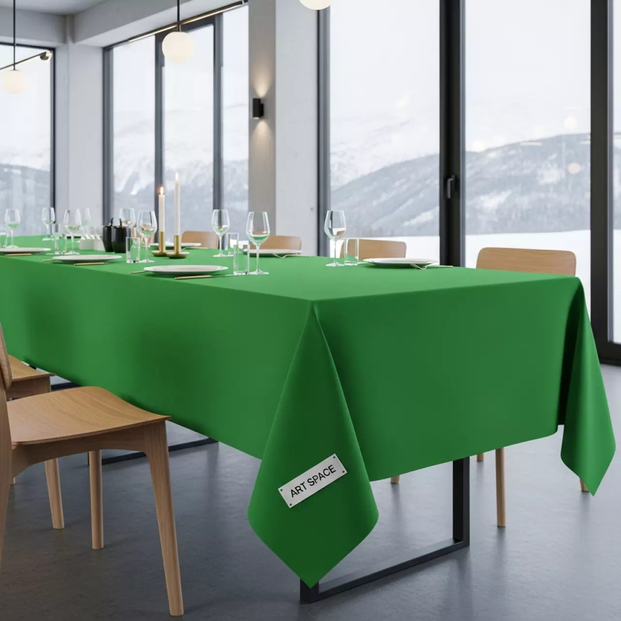 Аренда Скатерть прямоугольная зеленая Pantone 361 U в Karat Resort — ART SPACE