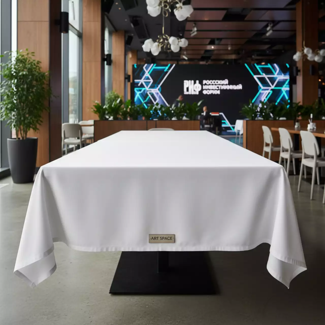 Аренда Скатерть прямоугольная Журавинка в ресторане «Плакучая Ива» — ART SPACE