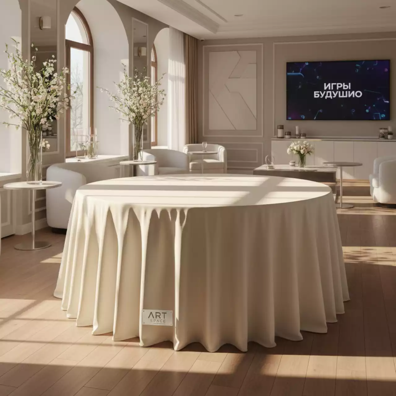 Аренда Скатерть слоновая кость гладь ричард D 2500 в Boutique Hotel PORTUM 1905 — ART SPACE