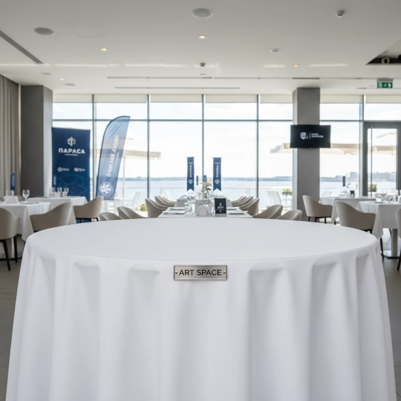 Аренда Скатерть стретч белая 1,2 м в ресторане «Паруса» — ART SPACE