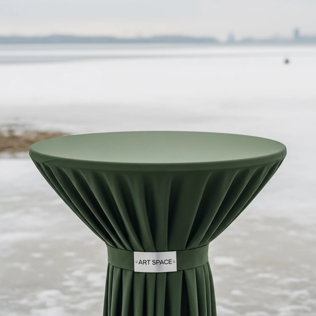 Аренда Скатерть стрейч D78 для коктейльного стола армейская на пляже «Ривьера» — ART SPACE