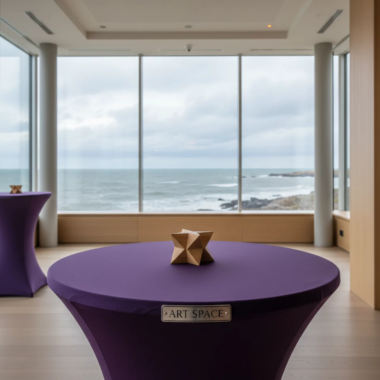 Аренда Скатерть стрейч D 78 для коктейльного стола фиолетовая в ресторане «Паруса» — ART SPACE