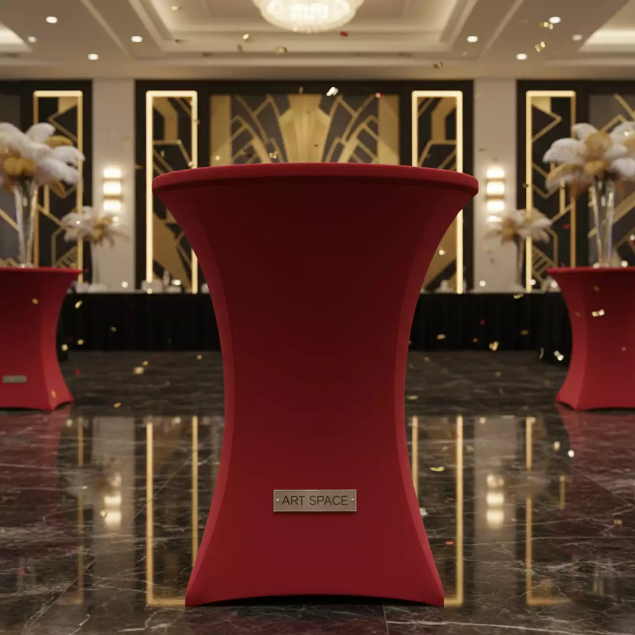 Аренда Скатерть стрейч D 78 для коктейльного стола красная в отеле Hyatt Regency Sochi — ART SPACE