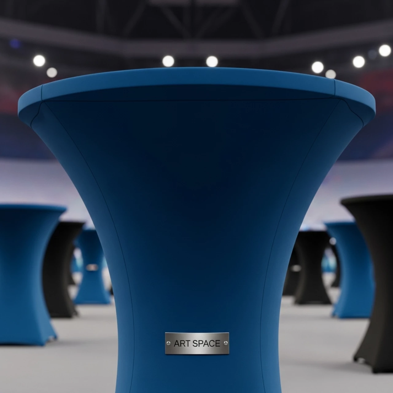 Аренда Скатерть стрейч D 78 для коктейльного стола синяя в Сириус Арене — ART SPACE