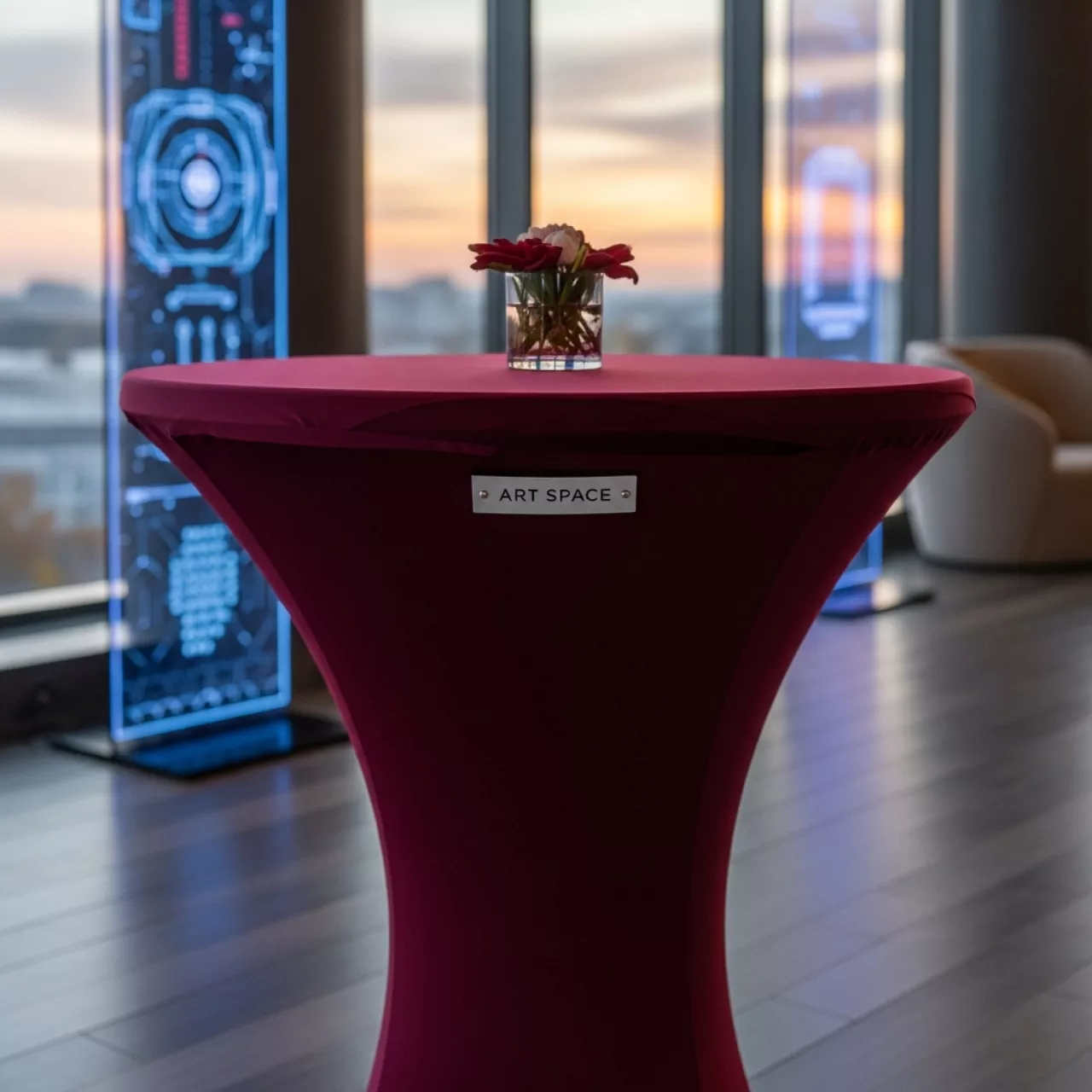 Аренда Скатерть стрейч для коктейльного стола бордовая D78 в отеле Hyatt Regency Sochi — ART SPACE