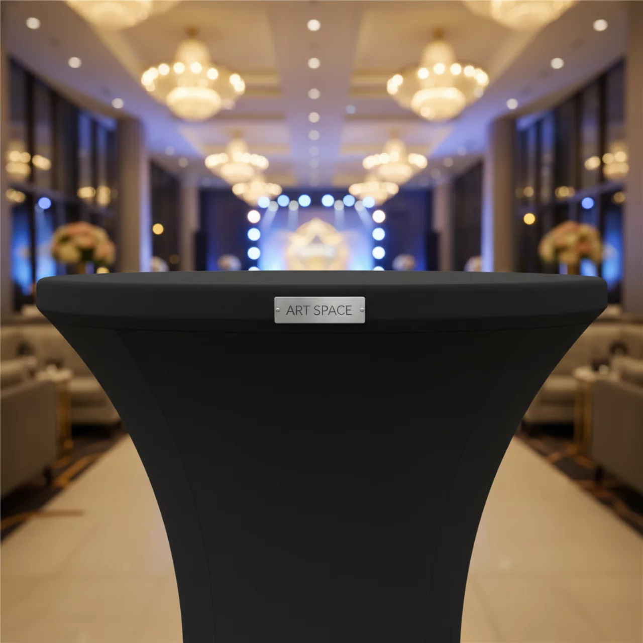 Аренда Скатерть стрейч для коктейльного стола черная в Гранд Отель Поляна — ART SPACE