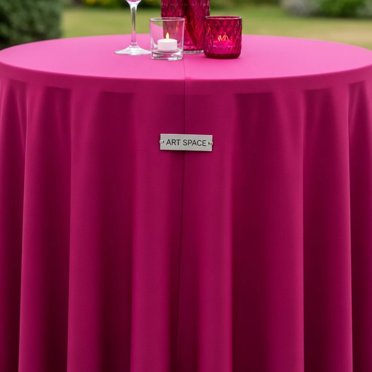 Аренда Скатерть стрейч для коктейльного стола D 78 см фуксия в усадьбе Голицына — ART SPACE