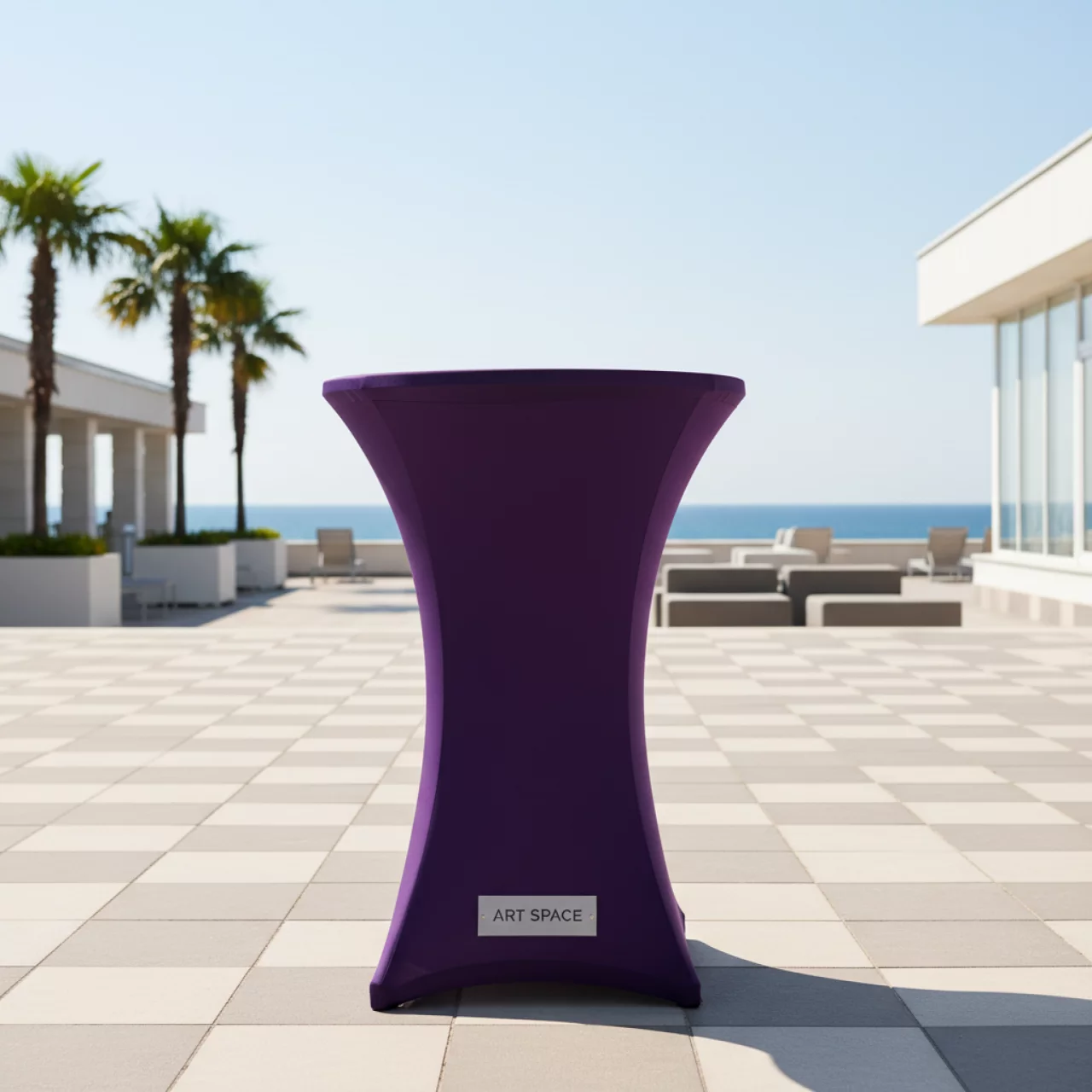 Аренда Скатерть стрейч для коктейльного стола фиолетовая в санатории «Сочи» — ART SPACE