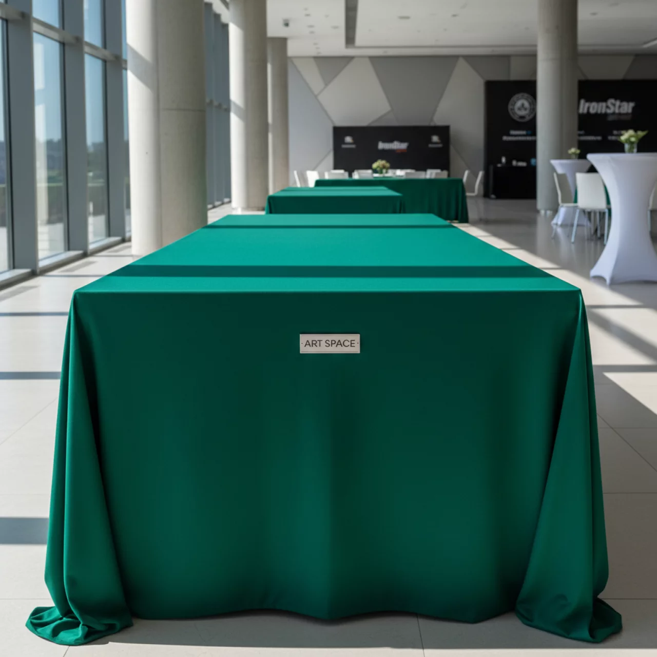 Аренда Скатерть стрейч для прямоугольного стола зеленая в Grand Karat Sochi — ART SPACE