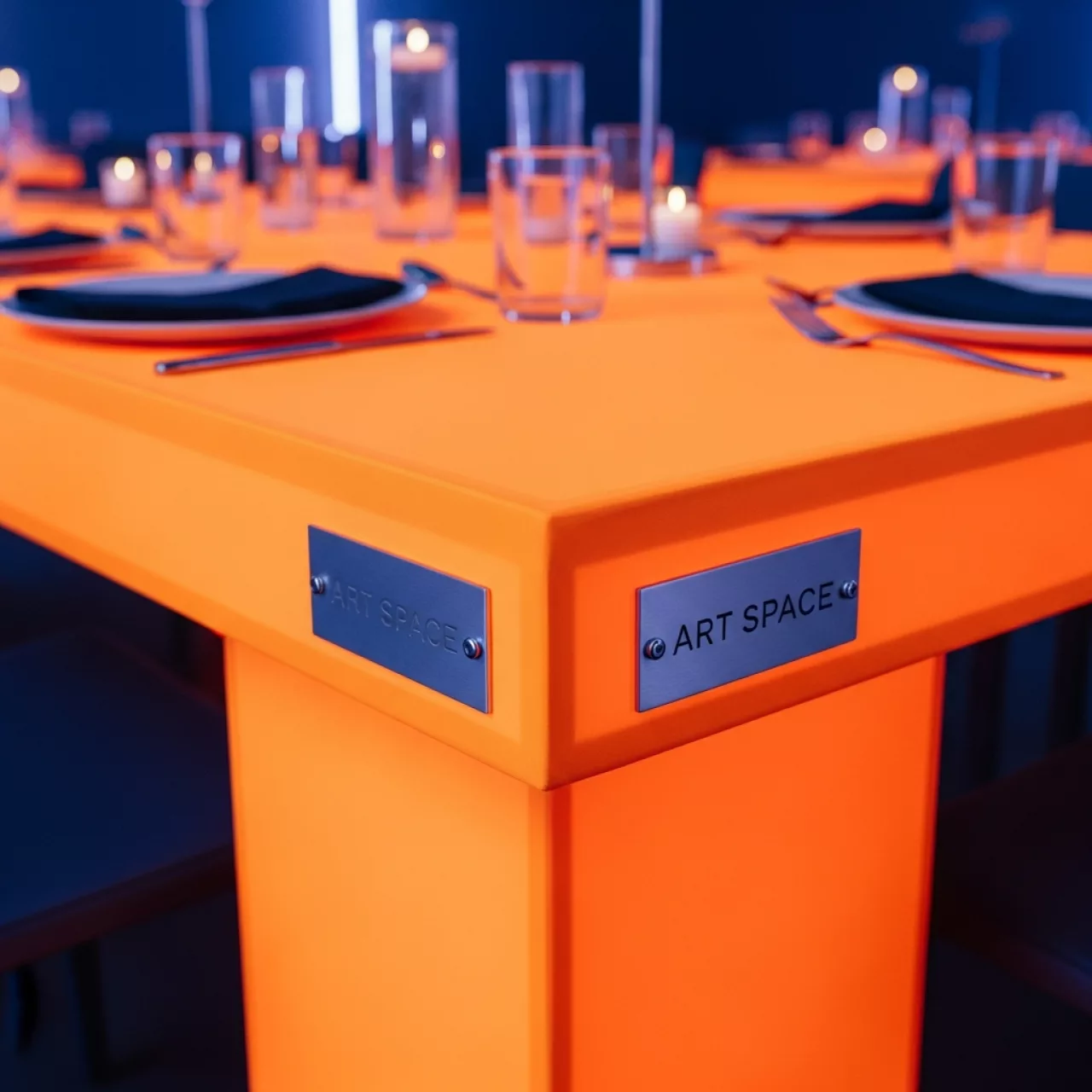 Аренда Скатерть стрейч текстиль для прямоугольного стола оранжевая в Гранд Отель Поляна — ART SPACE