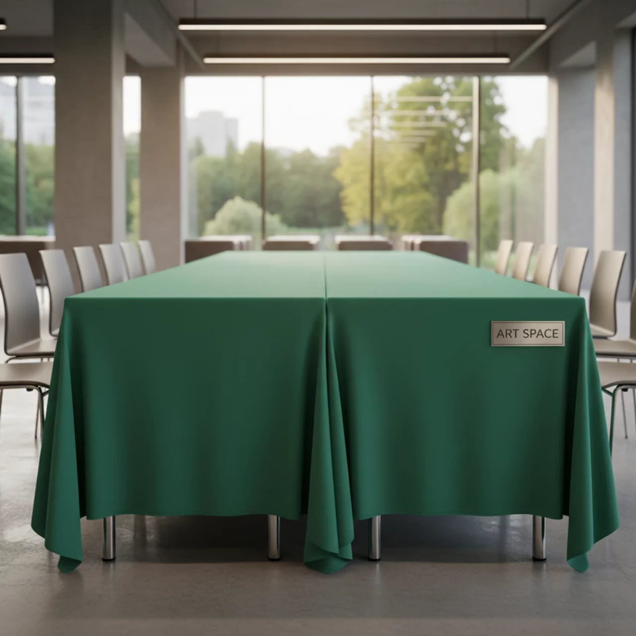 Аренда Скатерть стрейч текстиль для прямоугольного стола зеленая 180х75 см в City Park Hotel Sochi — ART SPACE