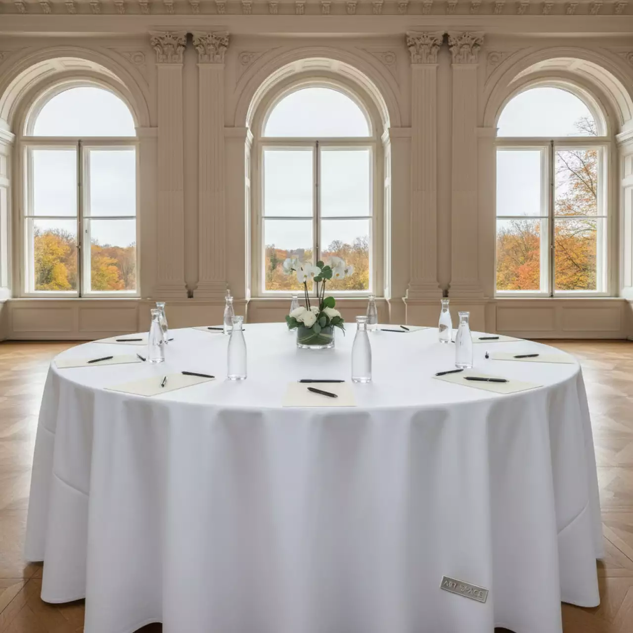 Аренда Скатерть White на стол диаметр 150 в Panorama by Mercure — ART SPACE