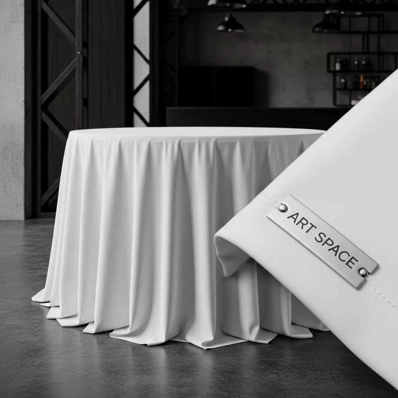 Аренда Скатерть журавинка гладь белая D 3000 мм без шва в ресторане «Плакучая Ива» — ART SPACE