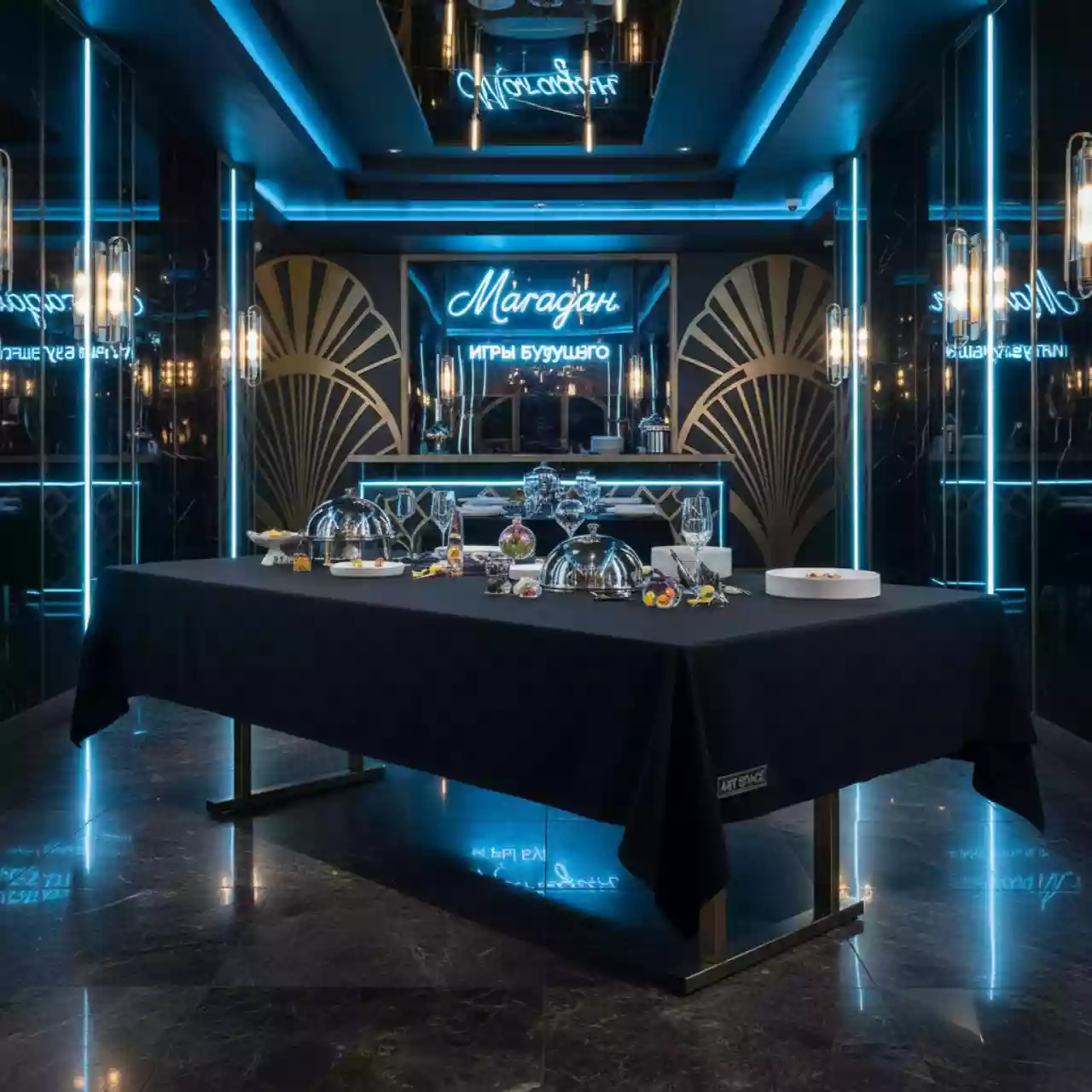 Аренда Скатерти стрейч черные 170х80 см в ресторане «Магадан» — ART SPACE