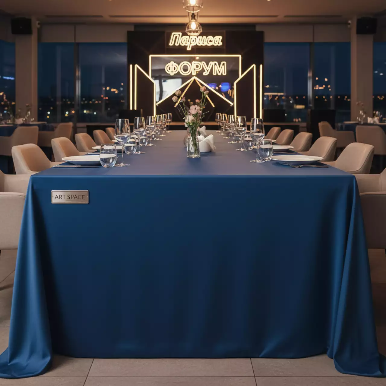 Аренда Скатерти стрейч прямоугольные в ресторане «Паруса» — ART SPACE