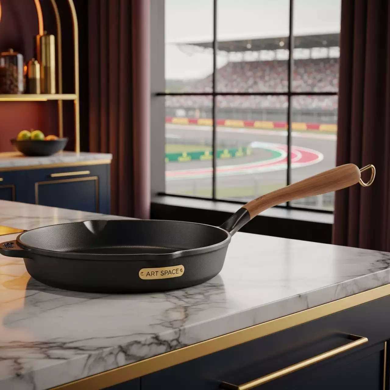 Аренда Сковорода чугунная блинная с деревянной ручкой в Panorama by Mercure — ART SPACE