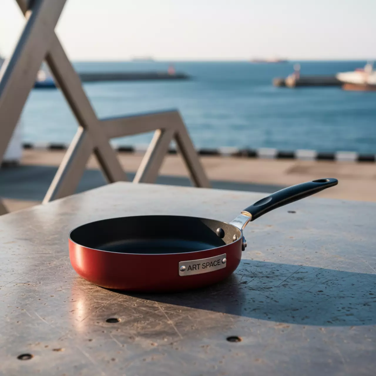 Аренда Сковорода красная с ручкой D 107 мм 120 мл на территории Морпорта Сочи — ART SPACE