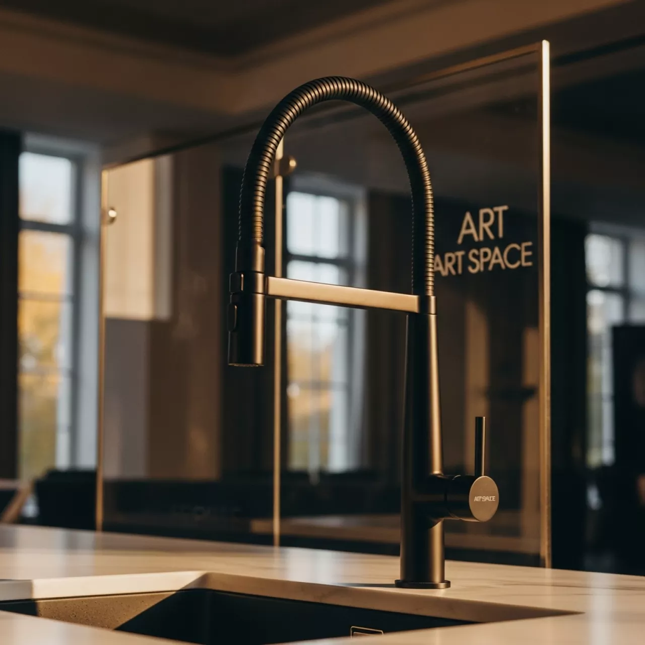 Аренда Смеситель для кухни FLUMEN DESIGN Elsa с гибким изливом черный в санатории «Русь» — ART SPACE