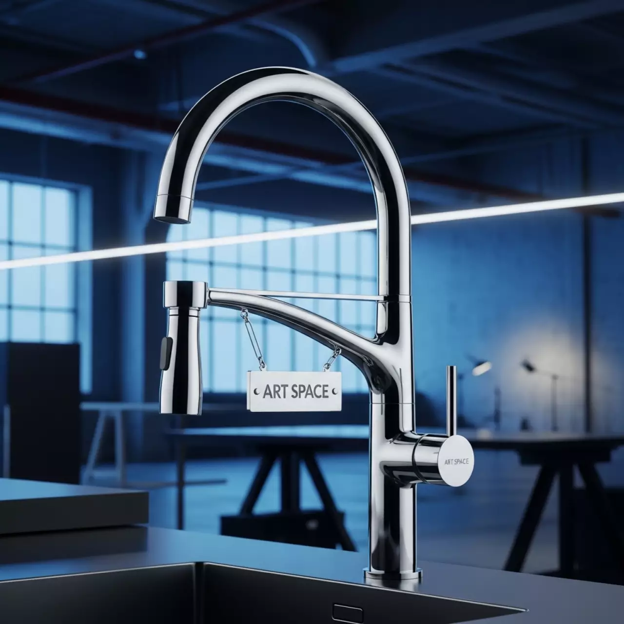 Аренда Смеситель для кухни FLUMEN Werra хром в лофте «Студия 21» — ART SPACE