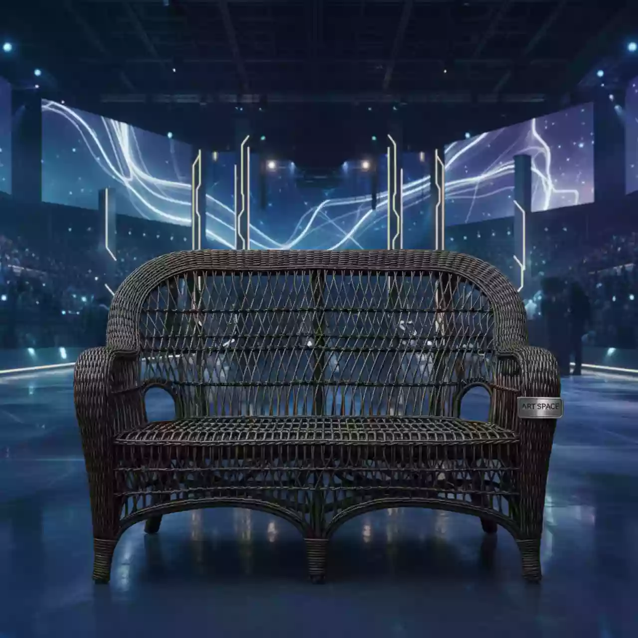 Аренда Софа плетеная 2 местная Марсель пруток эбен в ледовой арене «Шайба» — ART SPACE