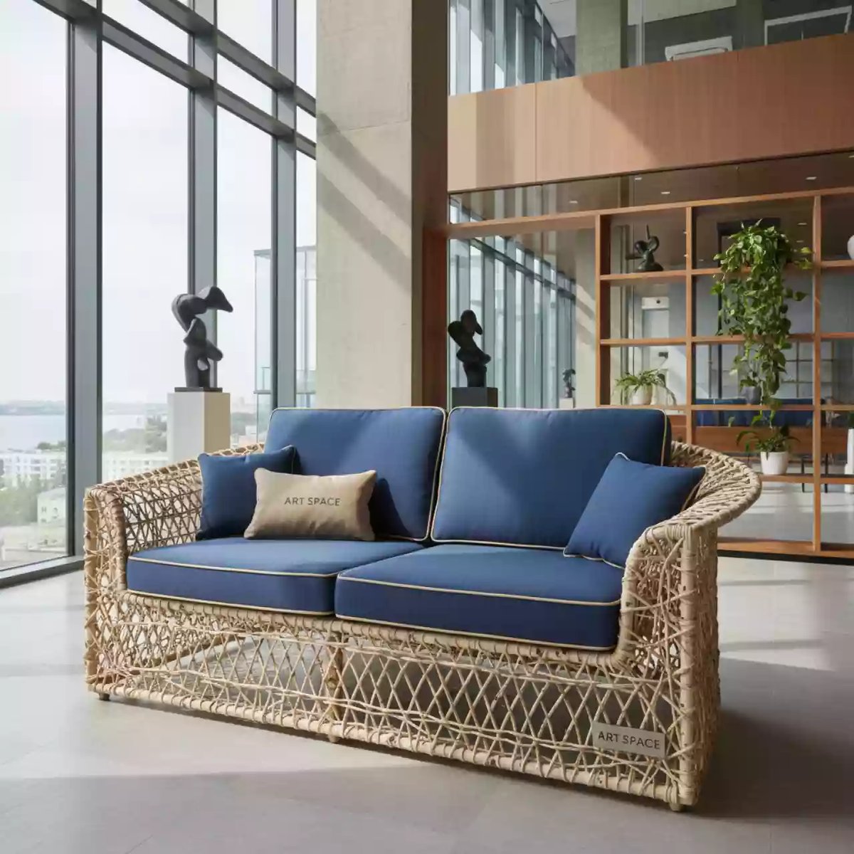 Аренда Софа плетеная 2 местная Марсель пруток лиственница в Gamma Sirius — ART SPACE