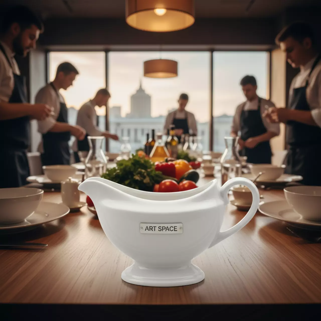 Аренда Соусник с ручкой белый 150 мл в ресторане «Баран-Рапан» — ART SPACE