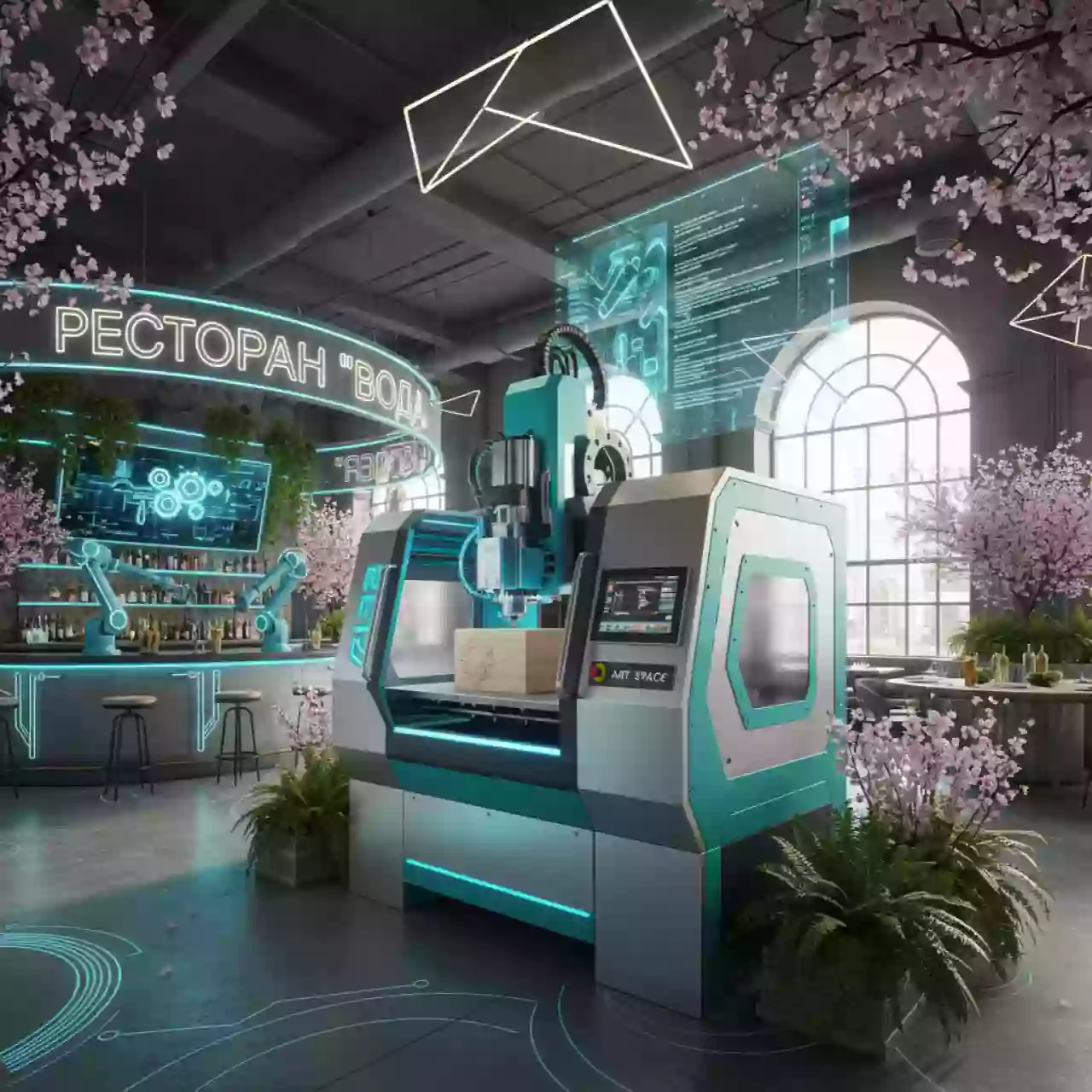 Аренда Станок фрезерный интерактивный Active Vision F в ресторане «Voda» — ART SPACE