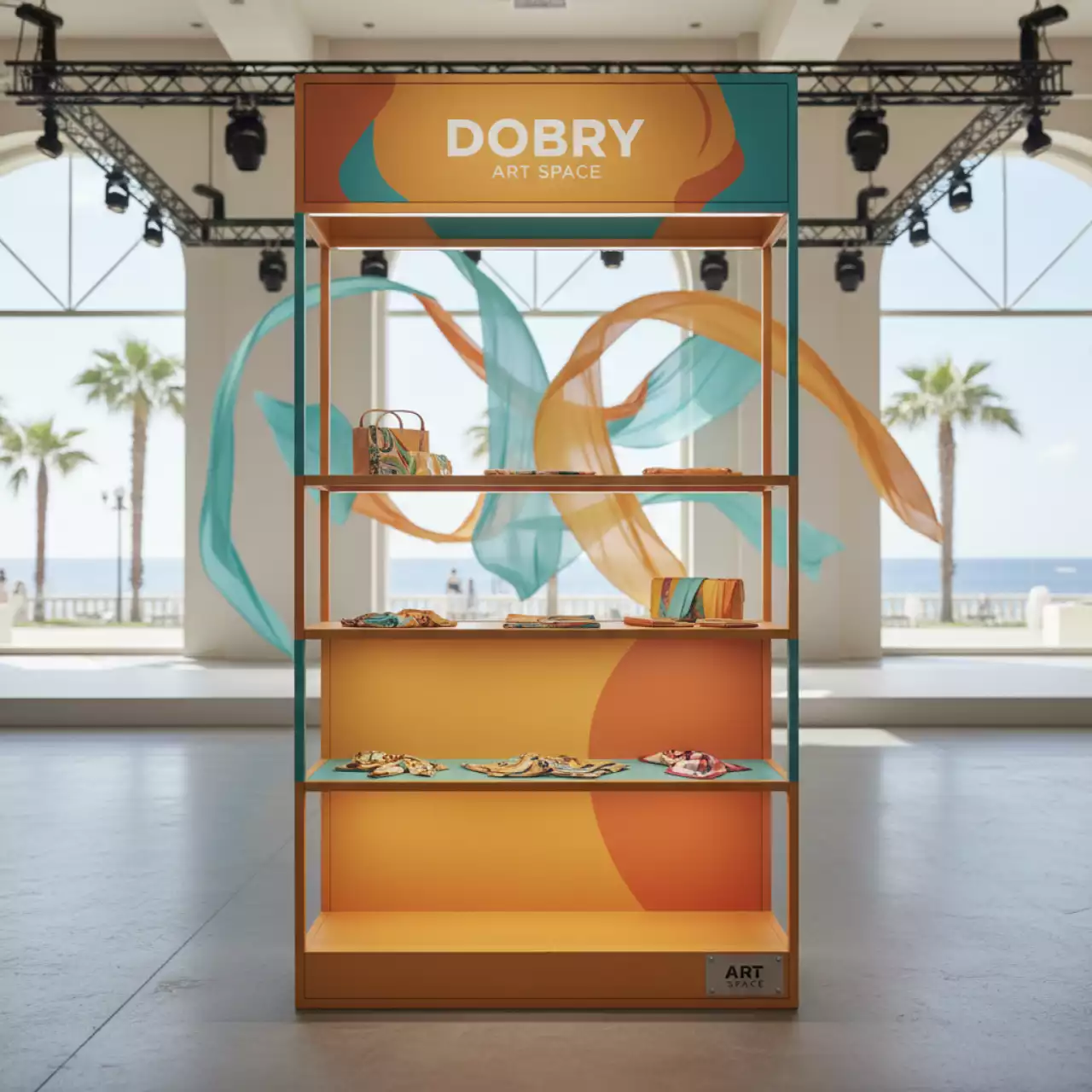 Аренда Стеллаж экспозитор Добрый с прямым рекламным фризом в Cosmos Sochi Hotel — ART SPACE