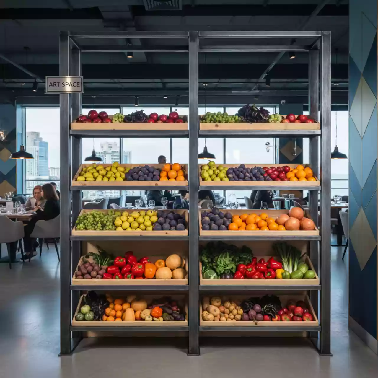 Аренда Стеллаж фруктово овощной комбинированный пристенный в ресторане «La Terrazza» — ART SPACE