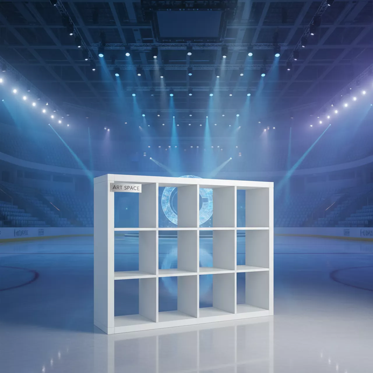 Аренда Стеллаж Каллакс белый в ледовой арене «Шайба» — ART SPACE