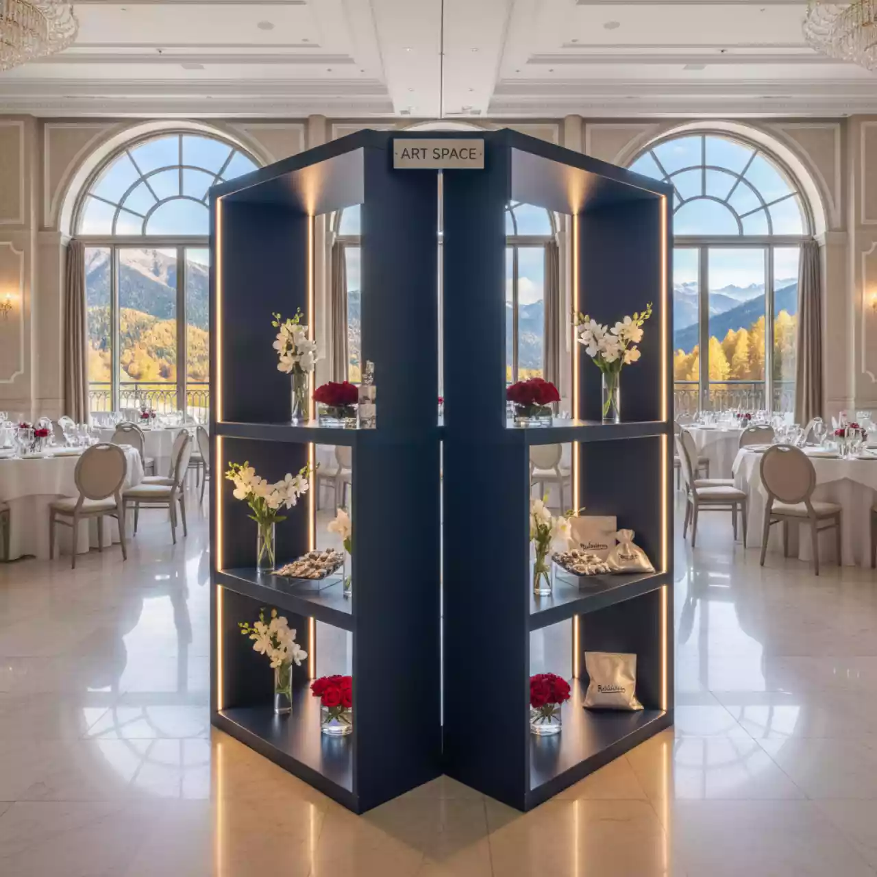 Аренда Стеллаж малый складской островной с интеграцией в Radisson Hotel Rosa Khutor — ART SPACE