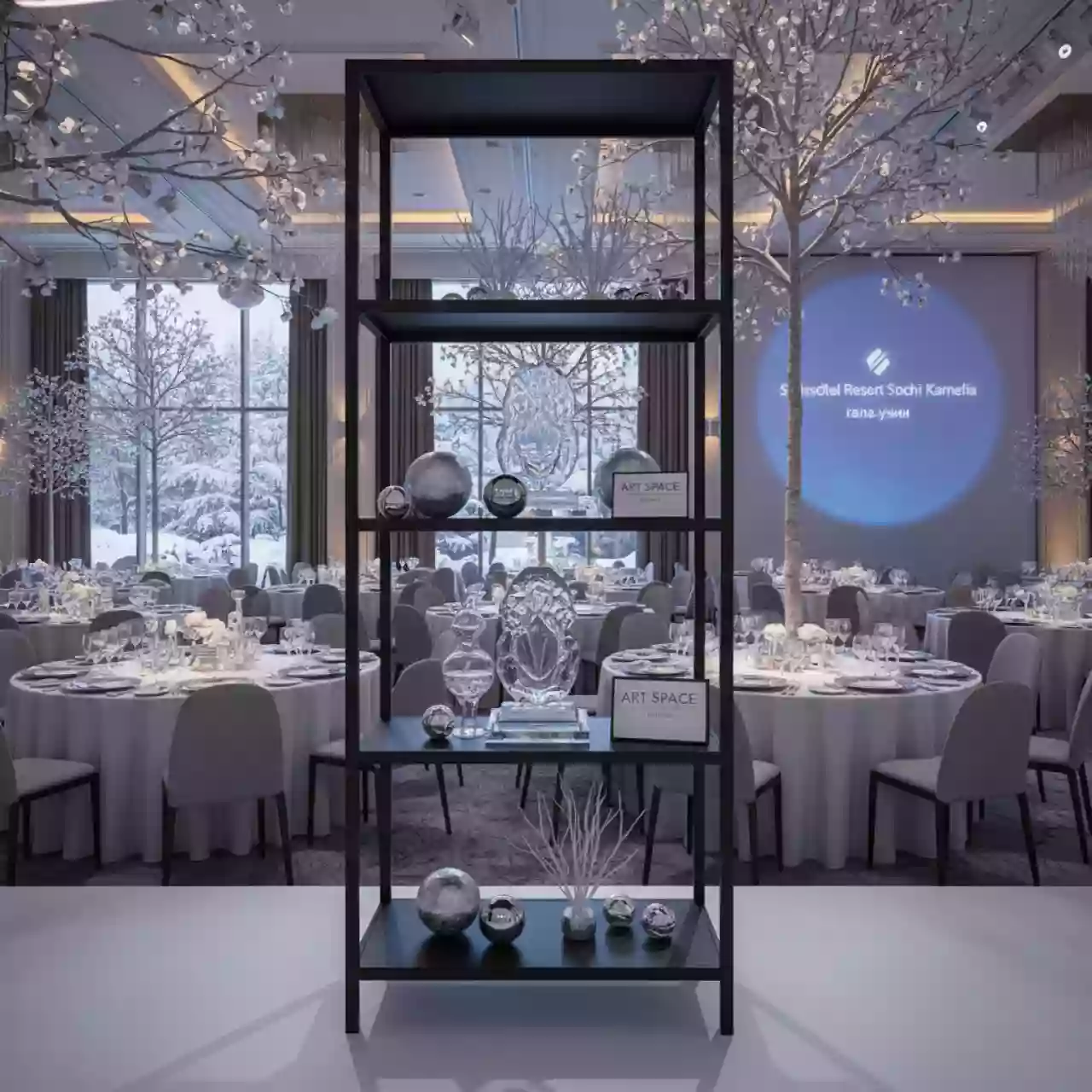 Аренда Стеллаж металлический Гелеос Атлант 4 матовый черный в Swissôtel Resort Sochi Kamelia — ART SPACE