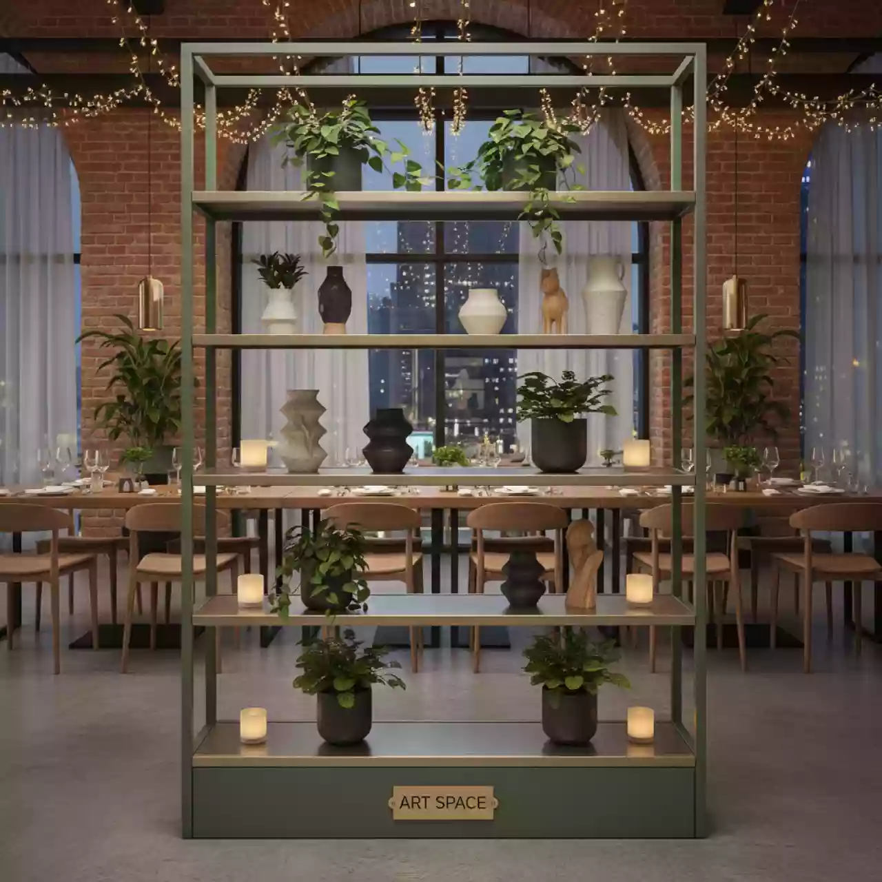 Аренда Стеллажей разборные металлические с полками в ресторане «La Terrazza» — ART SPACE