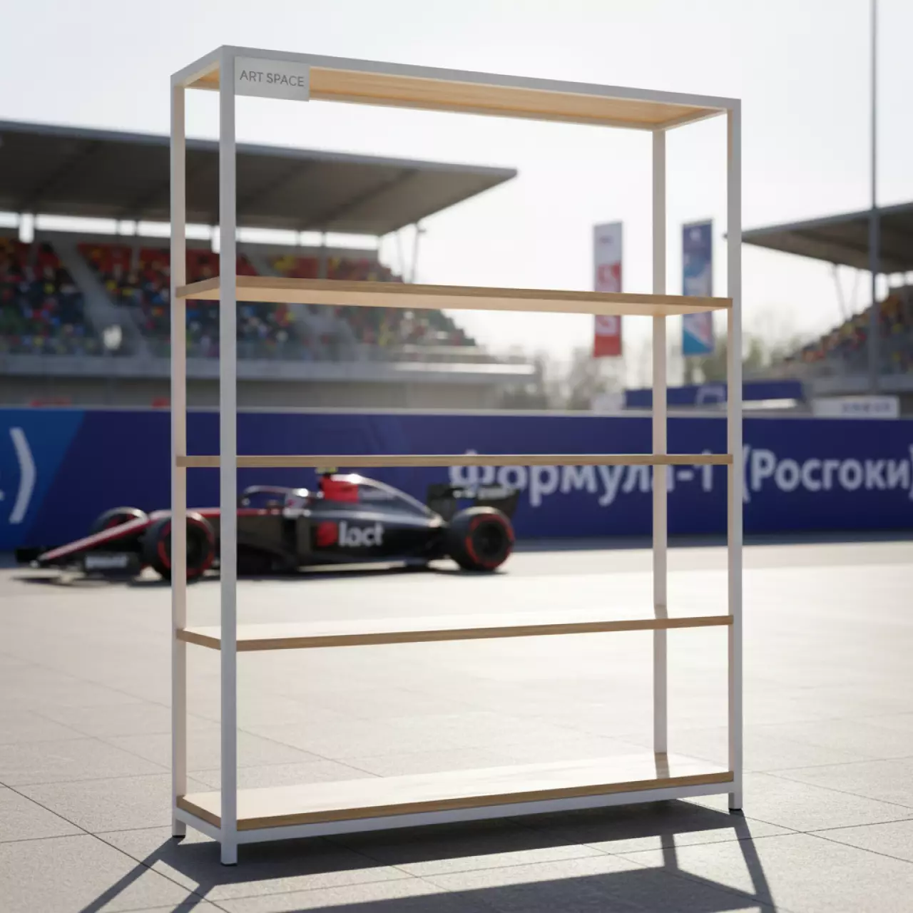Аренда Стеллажи белые для маркета на Медальной площади — ART SPACE