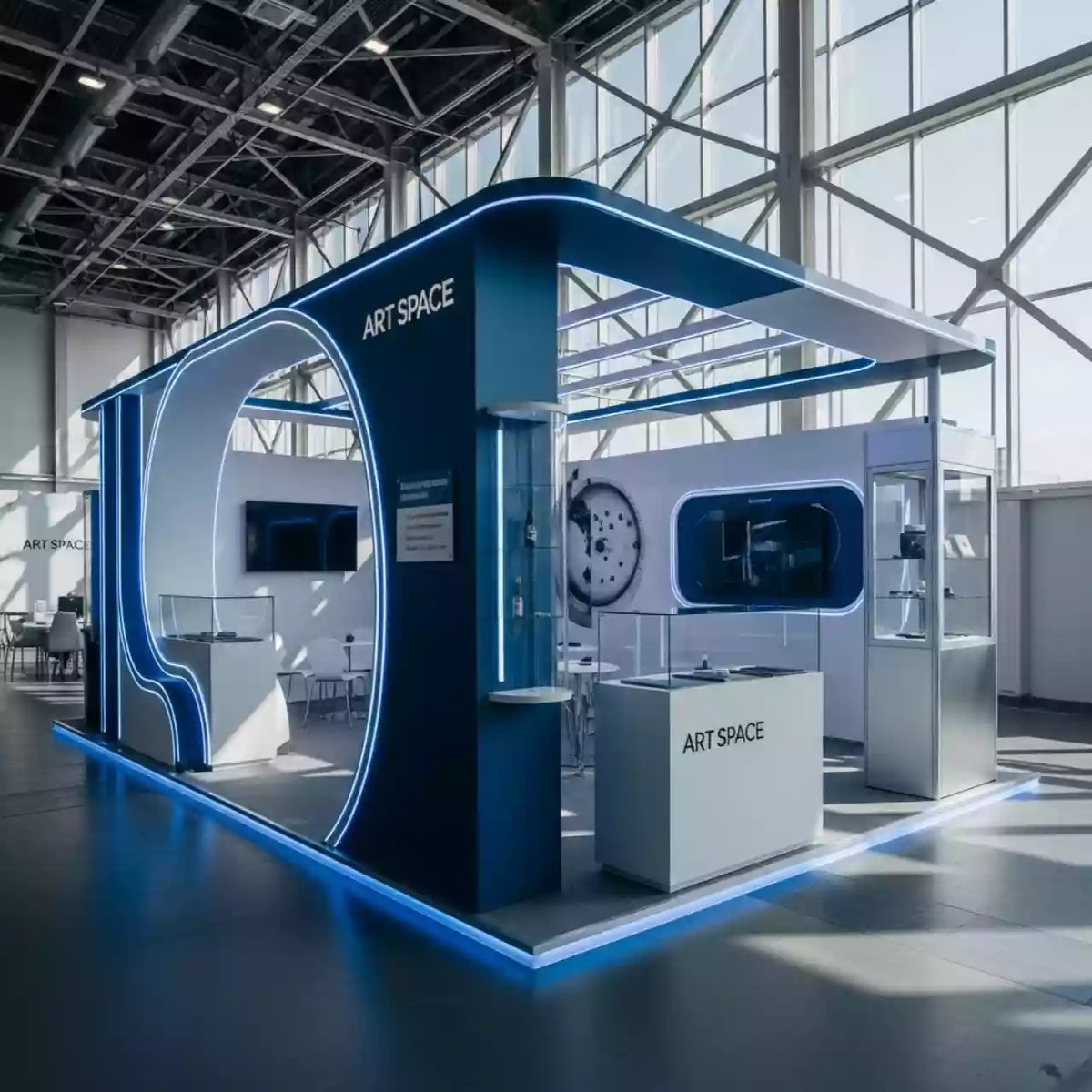 Аренда Стенд Isoframe Wave из комбинированных стандартных модулей с витринами в Керлинговом центре «Ледяной куб» — ART SPACE