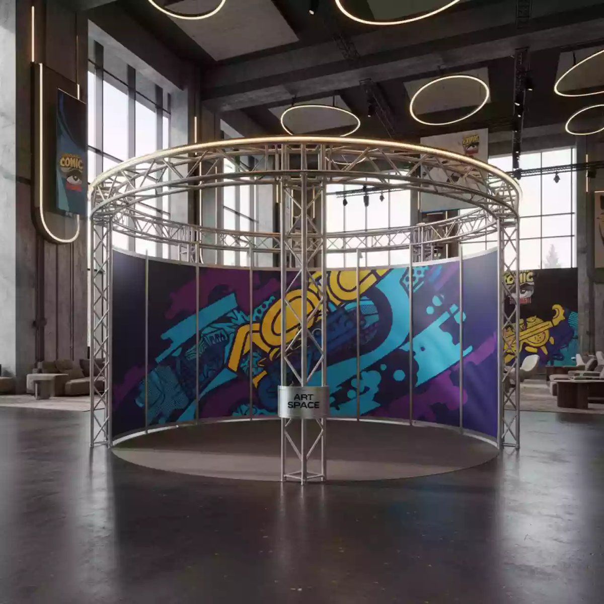 Аренда Стенд Поп ап с фризом изогнутая в Rixos Krasnaya Polyana — ART SPACE