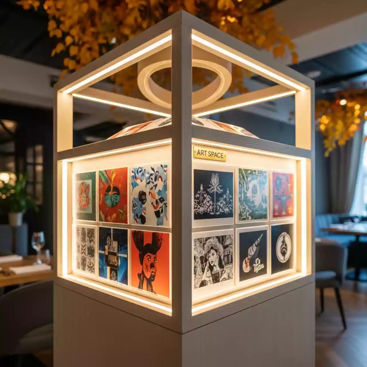 Аренда Стенд с образцами печати на плитке с обжигом в ресторане «Sanremo» — ART SPACE