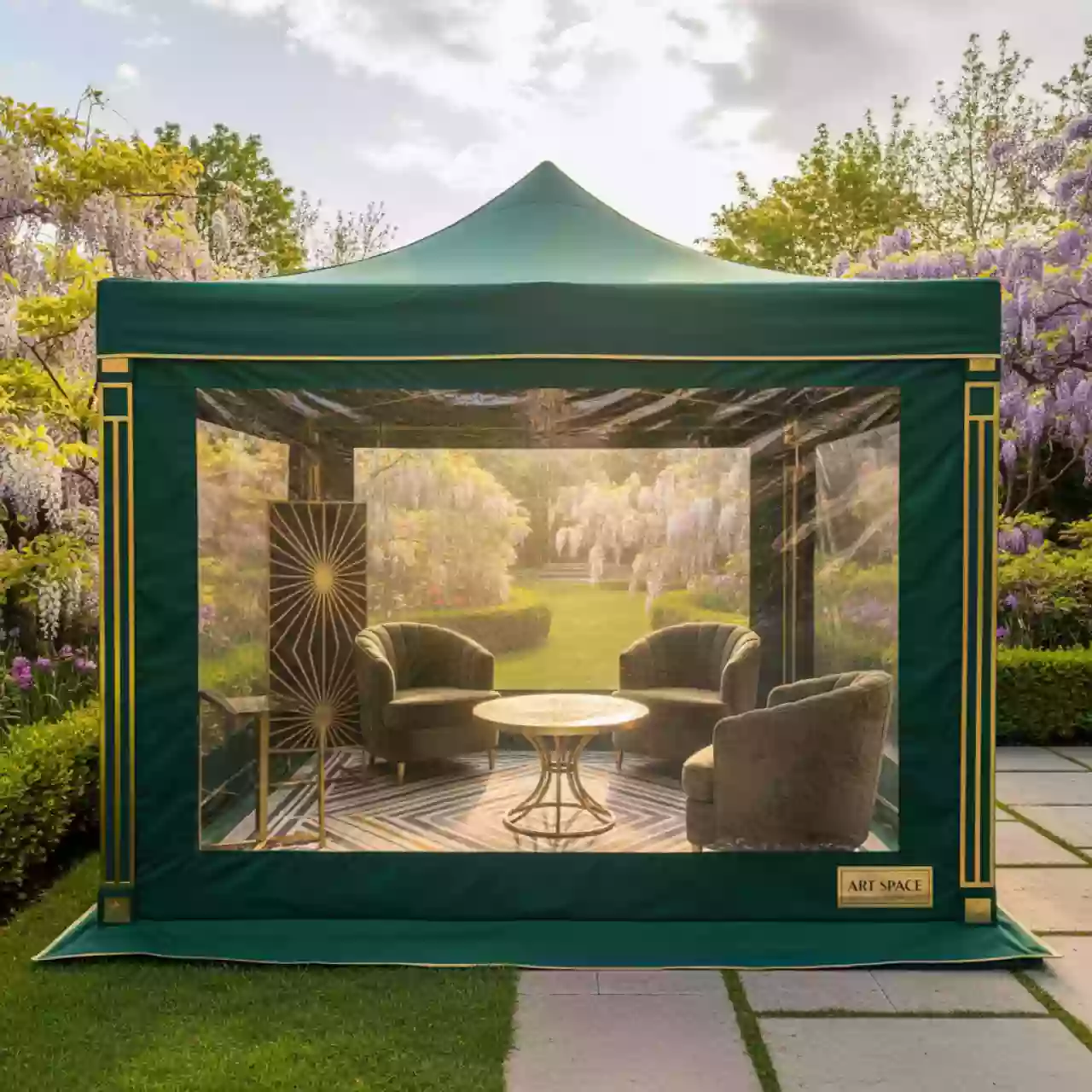 Аренда Стенка для тента Green Glade 1,95х2,95 м полиэстер с окном зеленая в Rodina Grand Hotel & SPA — ART SPACE