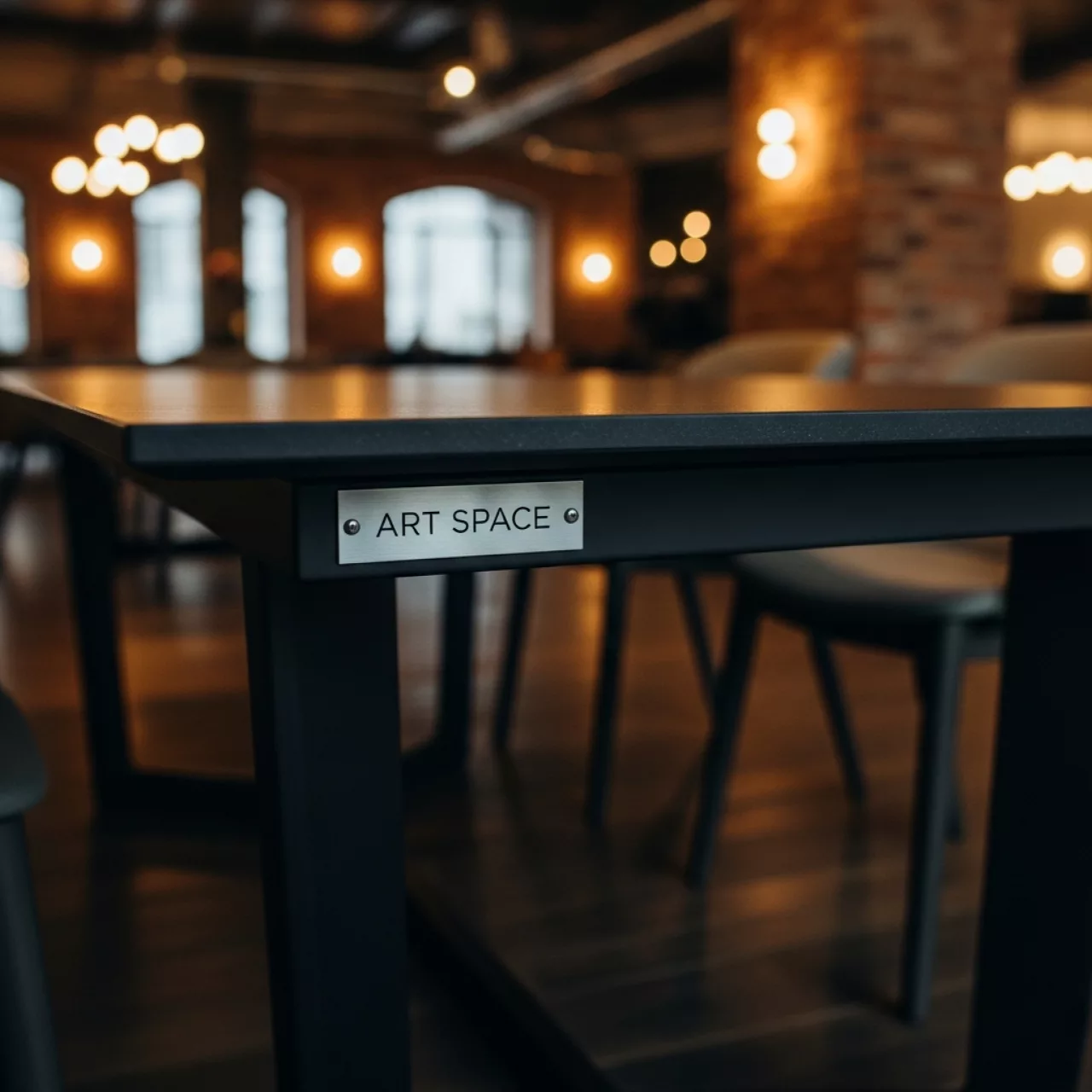 Аренда Стол антрацит черный алюминий спеченный камень Timra в ресторане «Сыроварня» — ART SPACE