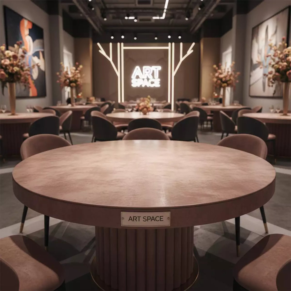 Аренда Стол Арис круглый бархат пыльно розовый в Stella di Mosca — ART SPACE