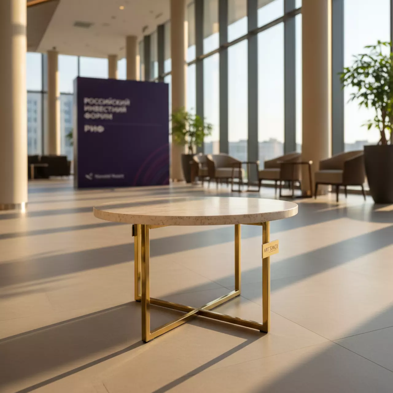 Аренда Стол аскольд золото светлый камень в Novotel Resort — ART SPACE