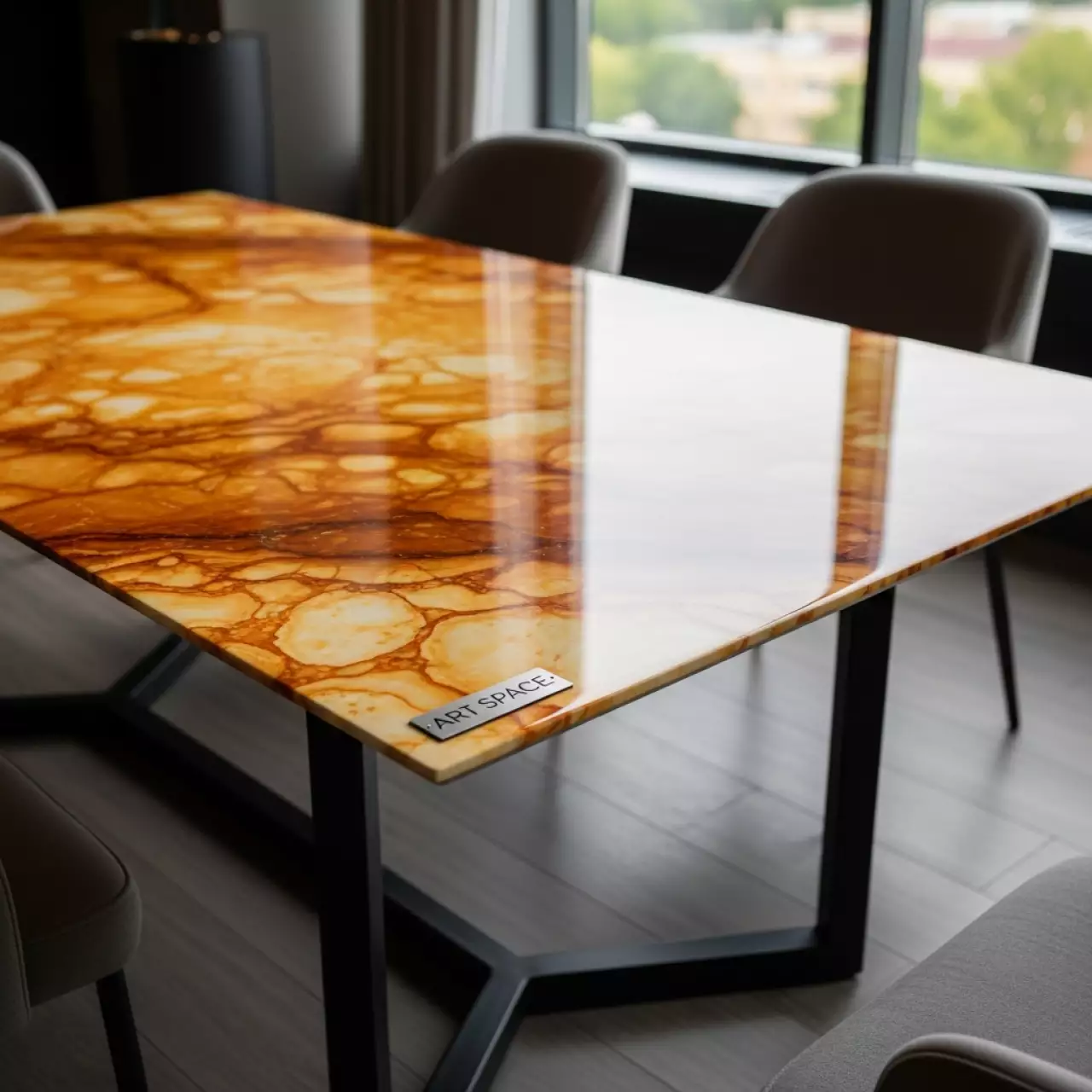 Аренда Стол BALDE Gloss Amber Jade Solid Ceramic черный в ресторане «Магеллан» — ART SPACE