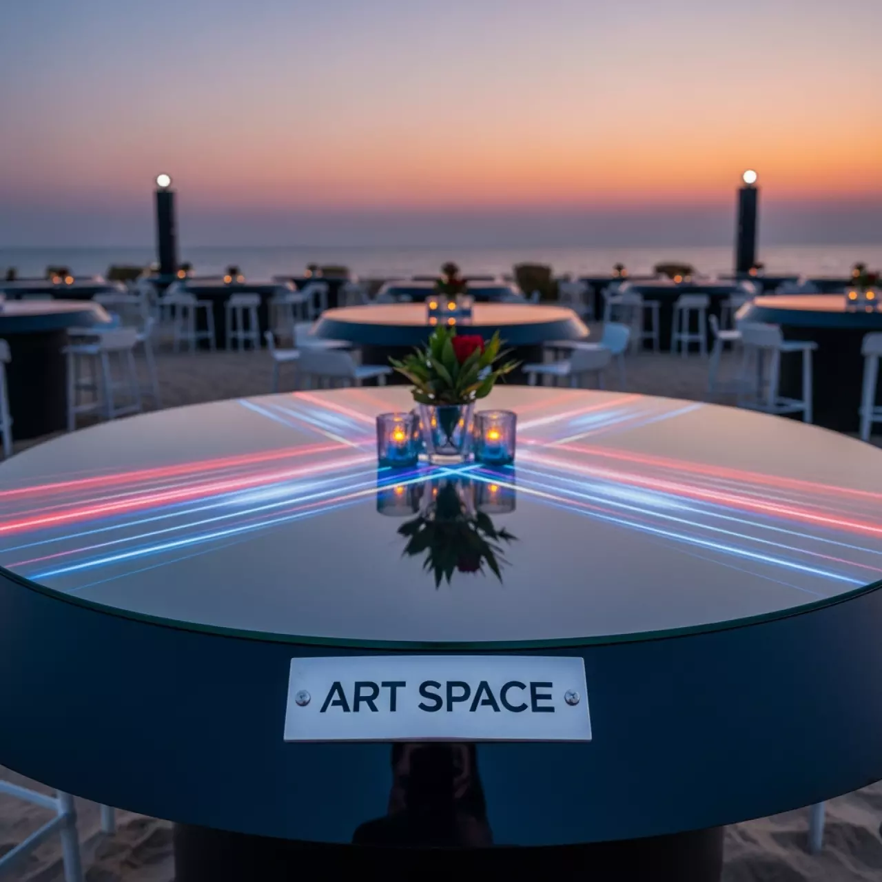 Аренда Стол банкетный круглый 150 на пляже «Маяк» — ART SPACE