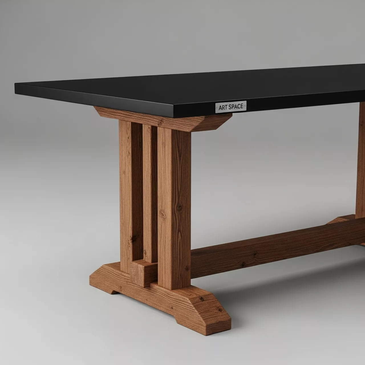 Аренда Стол банкетный Old Brown черная столешница на арене «Фишт» — ART SPACE