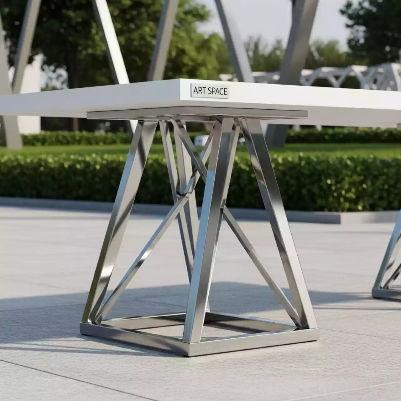 Аренда Стол банкетный Slash white & silver в парке «Ривьера» — ART SPACE