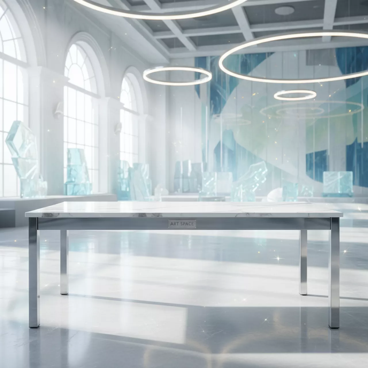 Аренда Стол банкетный Taylor silver white в ледовом дворце «Большой» — ART SPACE