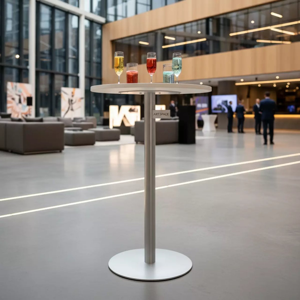 Аренда Стол барный коктейльный белый круглый H 113 см в Rixos Krasnaya Polyana — ART SPACE